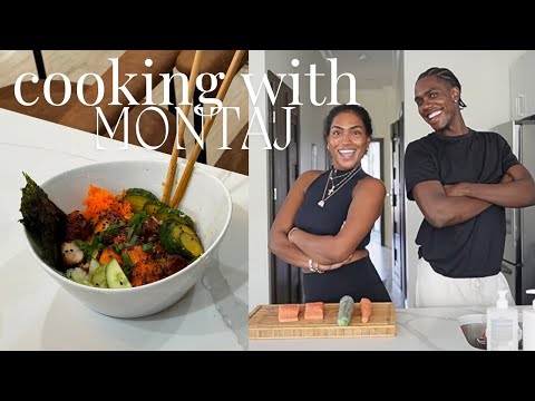 COOK WITH US !! ♡ (making our fav crispy hot and honey salmon rice bowl from SCRATCH lol)