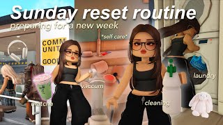 sunday reset routine | community goods matcha, cleaning, pilates | Bloxburg roleplay w/voices