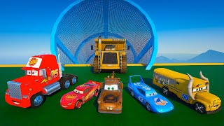 Cars Mega Ramp Ball Drop Challenge McQueen Mater The King Mack Colossus Miss Fritter Colorful Balls
