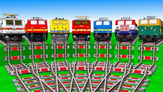 【踏切アニメ】あぶない電車【カンカン】電車 Train Climbing Pynamid 7 Color 🚦 Fumikiri 3D Train Railroad Crossing Animation