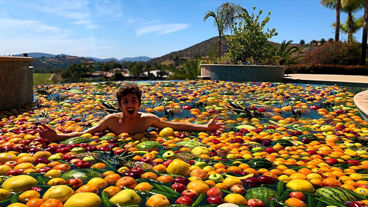 I Turned my Swimming Pool into a FRUIT SALAD.