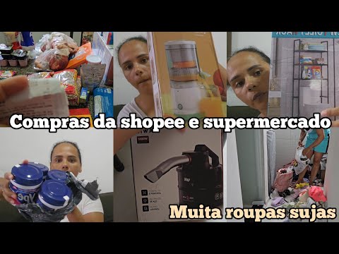 COMPRINHAS DA SHOPEE, COMPRINHAS DE SUPERMERCADO, LIMPANDO E ORGANIZADA A CASA POS VIAGEM