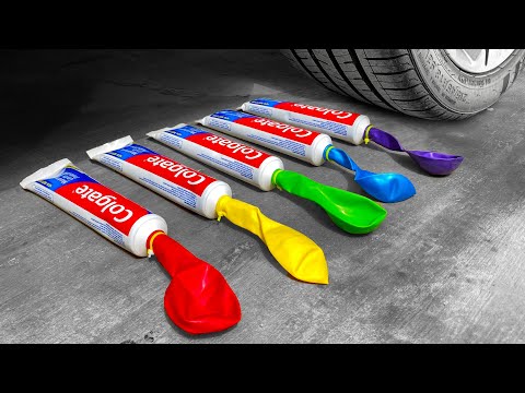 Crushing things with Car! 자동차로 바삭 바삭하고 부드러운 것을 분쇄! 실험용 자동차 vs 콜라, 환타 슬라임 캔디 토이 JCB 트랙터 오르비즈 수박 폭죽