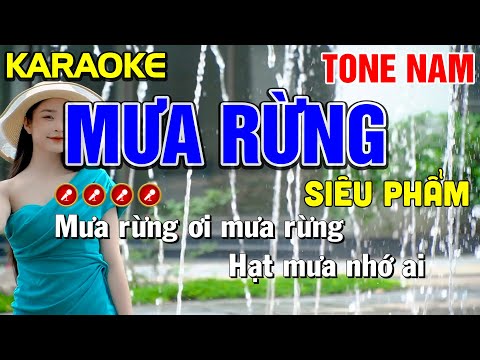 ✔ MƯA RỪNG Karaoke Nhạc Sống Tone Nam | Bến Tình