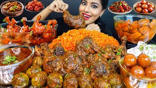 ASMR Eating Spicy Chicken Tangdi Curry,Chicken Kadai Masala,Fried Rice Big Bites ASMR Eating Mukbang
