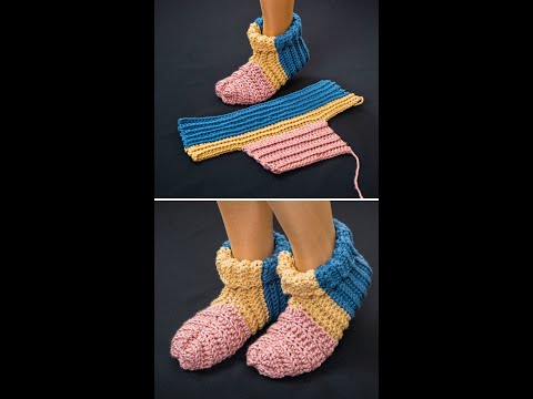 Very easy crochet scrap yarn slippers! Everyone can do it! Miarti🧶