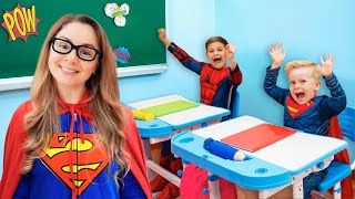 Roma and Oliver at Superhero School!