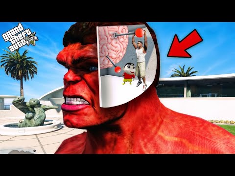 GTA 5 : Franklin & Shinchan Enter In Red Hulk Head To Control Mind ! In Gta 5