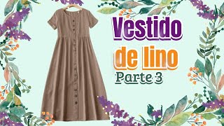 VESTIDO DE LINO PARTE 3 Vestido casual, Vestido con tablón enfrente, Vestido manga corta.