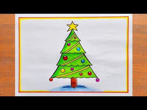 Christmas Tree Drawing / How to Draw a Christmas Tree Easy Step By Step / Christmas Drawing Easy