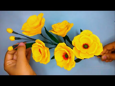 How to Make Easy Crepe Paper Flower Video | DIY Handmade Flower Making