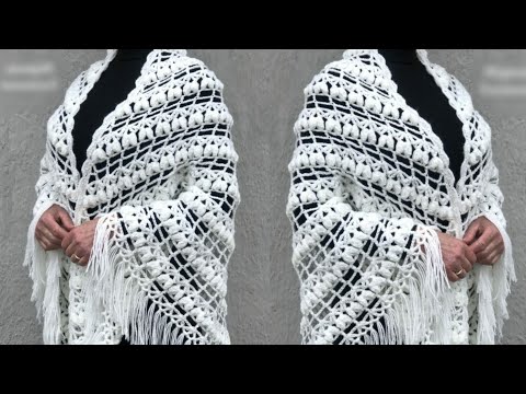 شال كروشيه مثلث جديد وسهل وبسيط/crochet shawl