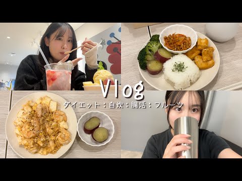 【Vlog】一人暮らし大学生のリアルなダイエット飯🍙🍳自炊で簡単に作れるご飯頑張ってみた！