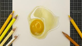 紙の上に生卵を落としちゃった？drawing a raw egg.