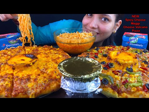 Eating Spicy🔥 Cheesy Maggi Cheese Melt Volcano Pizza, Red Velvet Cake, Choco lava Cake Eating Show