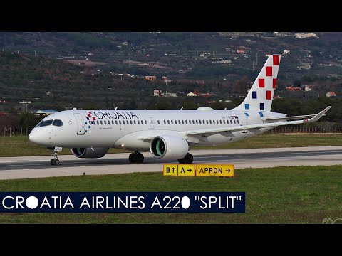 Croatia Airlines - Second Airbus A220-300 "Split" - STRONG WIND Takeoff