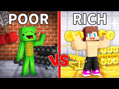 Mikey POOR vs JJ RICH Gym Survival Battle in Minecraft (Maizen)