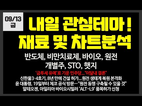 내일 관심테마! 반도체,바이오,비만치료제,원전,개별주/삼성전자,SK하이닉스,블루엠텍,엔젤로보틱스,보성파워텍,와이씨,넥스트바이오메디컬,한전산업,두산에너빌리티,우리기술,필옵틱스