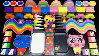 HELLO KITTY TOYS & RAINBOW SLIME PIPING BAGS | Mixing Random Things Into Glossy Slime #1645