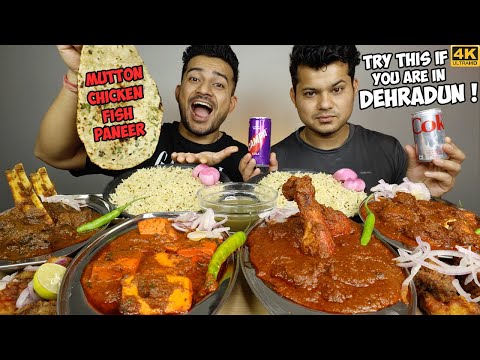 SPICY FISH CURRY, MUTTON MASALA, BUTTER CHICKEN, SHAHI PANEER, CHILLI GARLIC NAAN,JEERA RICE MUKBANG