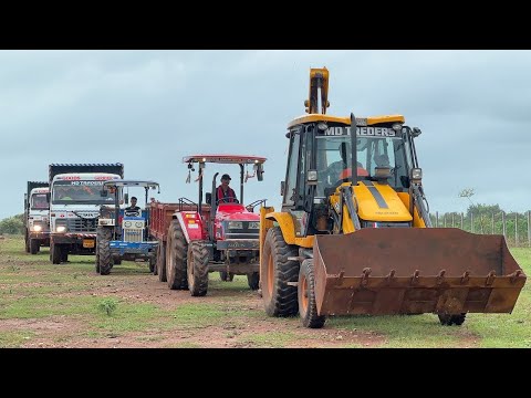 JCB 3dx Loading Mud in Mahindra Arjun Novo 605 | Swaraj 744 4wd | Tata 2518 Truck