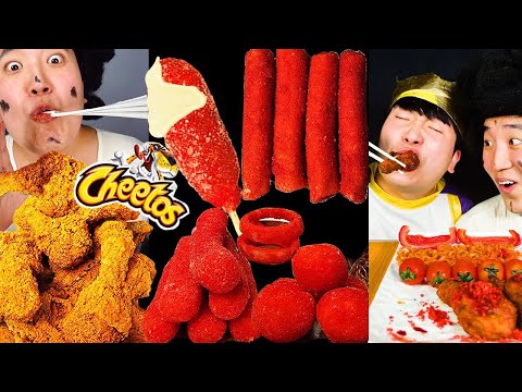 ASMR MUKBANG| Cheetos party! Kielbasa Sausage, Black bean Noodles, Fried Chicken, Cheese ball.