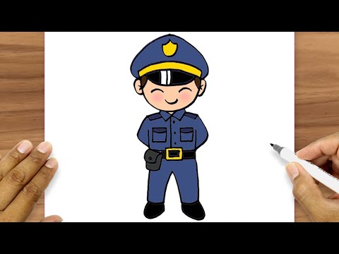 How To Draw A Police | Police Drawing Easy