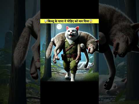 बिल्लू के पापा ने भेड़िए को मार दिया 😱#shorts #ytshorts #cat