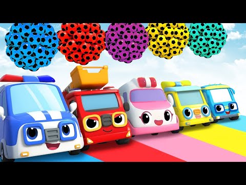 Baby Bath Song, Wheels On The Bus Song & More - Baby Bus, Fire Truck & Cute Cars | Nursery Rhymes