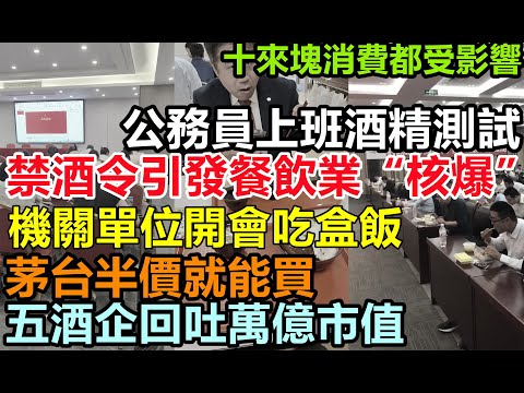 禁酒令淘汰大批星級飯店，公務員上班做酒精測試，機關單位開會吃盒飯，茅台價格減半，市值回吐萬億，靠酒桌文化撐起的虛假繁榮遭淘汰出局