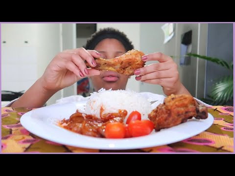 FRIED CHICKEN, RICE, ONION SAUCE MUKBANG | chitchat