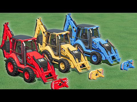 Work With COLORS -CULTIVATING with CAT BACKHOE LOADER - Farming Simulator 22