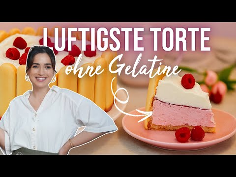Himbeer-Wolkentorte ohne Backen und ohne Gelatine ☁️😍 Löffelbiskuit-Himbeer-Torte