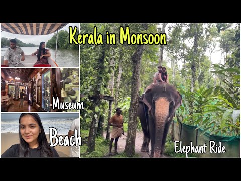 Kerala in Monsoon 🌴🥰House Boat,Elephant Ride, Beach,Museum👍 Kerala Honeymoon vlog #vlog