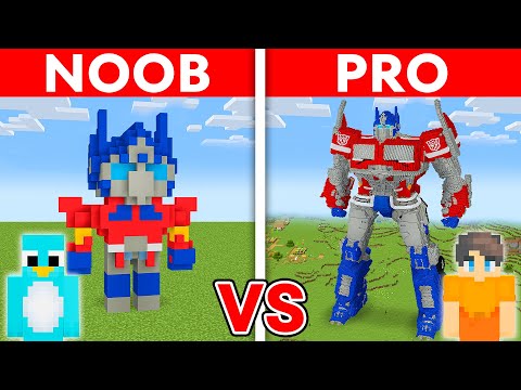 NOOB vs PRO: OPTIMUS PRIME Transformer House Build Challenge in Minecraft!