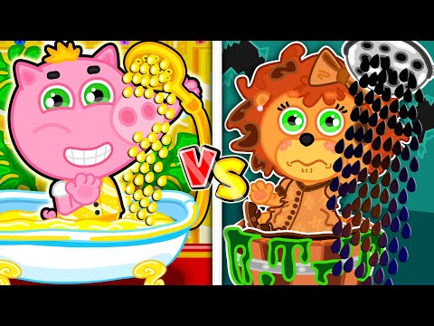 Lion Family | Rich vs Poor stories about diversity among kids | Cartoon for Kids