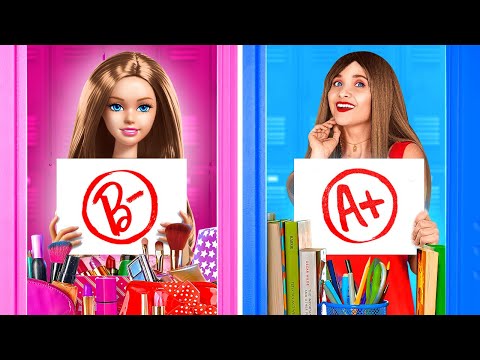 SCHOOL COLOUR DOLLS CHALLENGE 💝 Art Makeover Techniques with Genius Gadgets by 123 GO