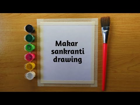 Makar sankranti painting for beginners, happy makar sankranti drawing, pongal festival drawing