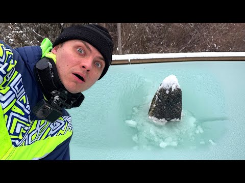 I Found The Pond Monster Frozen In Ice!