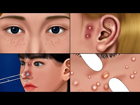 ASMR Very Satisfying Care Animation‼️ Piercing Cleaning, Milia Extraction, Ear Blackhead, Make up