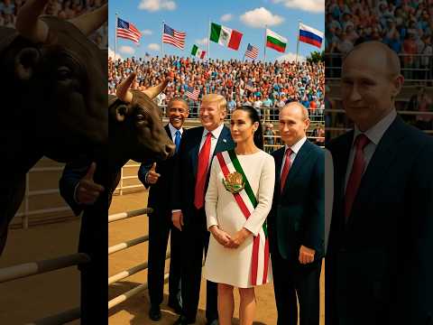 Trump Rides the Wrong Bull at Claudia’s Rodeo🇲🇽 Putin & Obama Mariachi Madness! #memes #trump #usa