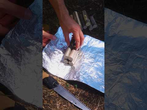 Genius Survival Hack with foil to create real charcoal #bushcraft #lifehacks #camping