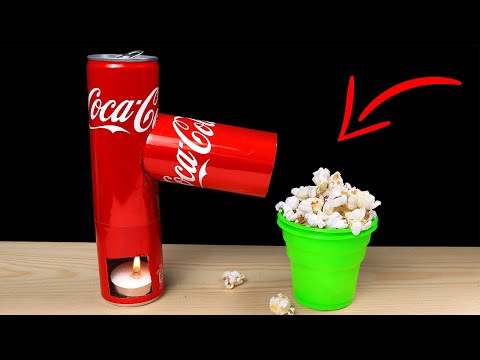 How to make Amazing Very Easy POPCORN MACHINE with Soda Cans