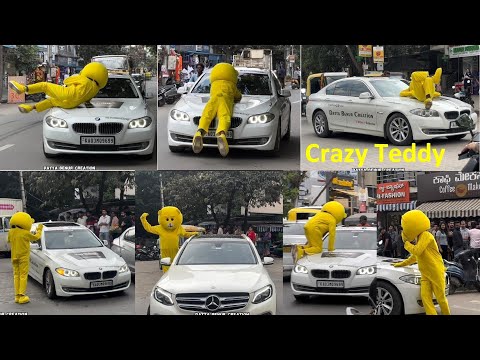 Crazy Teddy attacks Youtuber BMW | 😂🤣public crazy reaction #funny #comedy