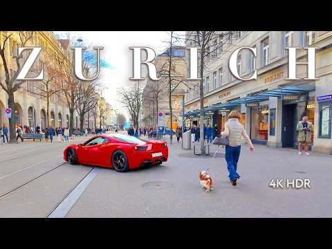 ZURICH SWITZERLAND 🇨🇭 Bahnhofstrasse Evening walking tour / City Center 4K 60fps HDR