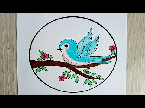 رسم سهل | طريقة رسم عصفور كيوت خطوة بخطوة للمبتدئين 🐦" | رسم عصفور فوق الشجرة | رسم عصفور سهل وجميل