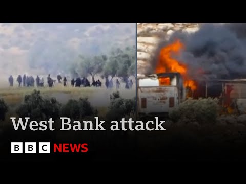 YouTube video thumbnail: BBC Films Dozens of Settlers Attacking Palestinian Community in West Bank