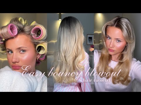 easy hair rollers blowout | beginner friendly tutorial ♡