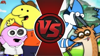 Smiling Friends VS Regular Show! (Charlie and Pim vs Mordecai and Rigby) Fight Animation!