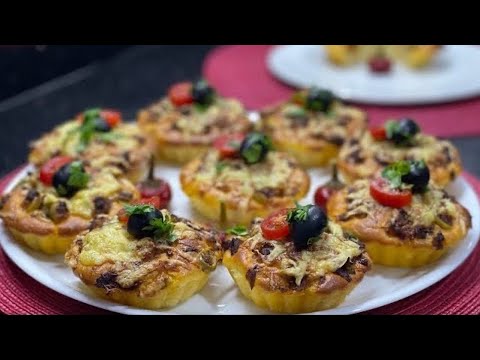 ميني بيتزا بالعجينة السائلة أسهل و اسرع و ألذ Mini Pizza ممكن تحضروها